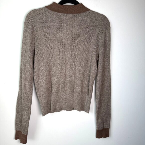 Current Air Womens Polo Sweater NWOT Brown 100% Cotton Size L Academia - Picture 6 of 9